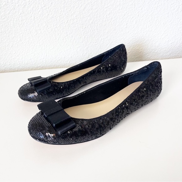 Kate Spade Black Sequin Rounded Toe Ballet Flats Size 7 - Picture 11 of 11